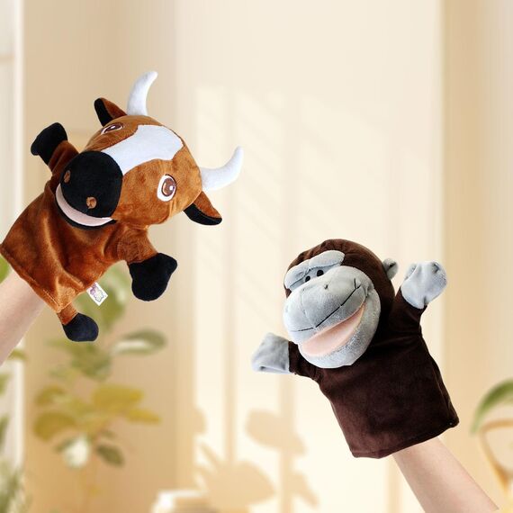 Sharplace Handpuppen Tierhandpuppen für Kinder Plüschtiere Erzählen Geschichte, Unterrichten, im Vorschulalter und als Geburtstagsgeschenk, Rollenspiel, Orang-utan + Rinder