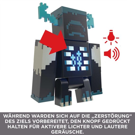 MINECRAFT Wärter Figur - Actionfigur mit Lichtern, Geräuschen und Angriffsmodus, für abenteuerlustige Videospieler und Fans ab 6 Jahren, HHK89, Black - Guardiano