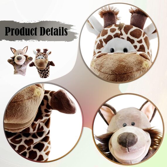 Sharplace Handpuppen Tierhandpuppen für Kinder Plüschtiere Erzählen Geschichte, Unterrichten, im Vorschulalter und als Geburtstagsgeschenk, Rollenspiel, Giraffe+ Fuchs