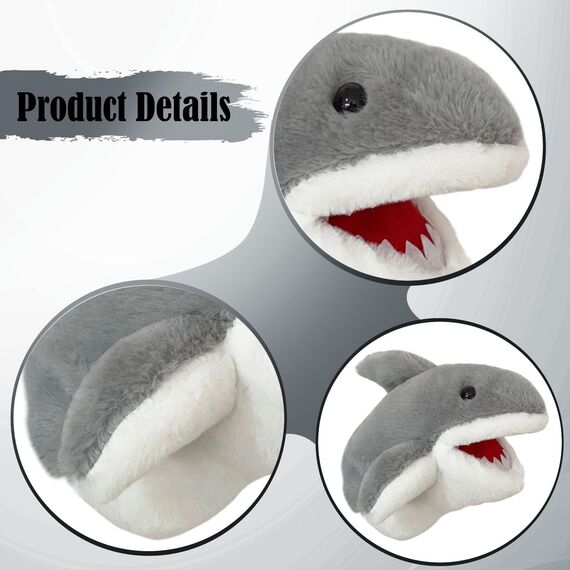 Sharplace Handpuppen Tierhandpuppen für Kinder Plüschtiere Erzählen Geschichte, Unterrichten, im Vorschulalter und als Geburtstagsgeschenk, Rollenspiel, Grau Hai Handpuppe