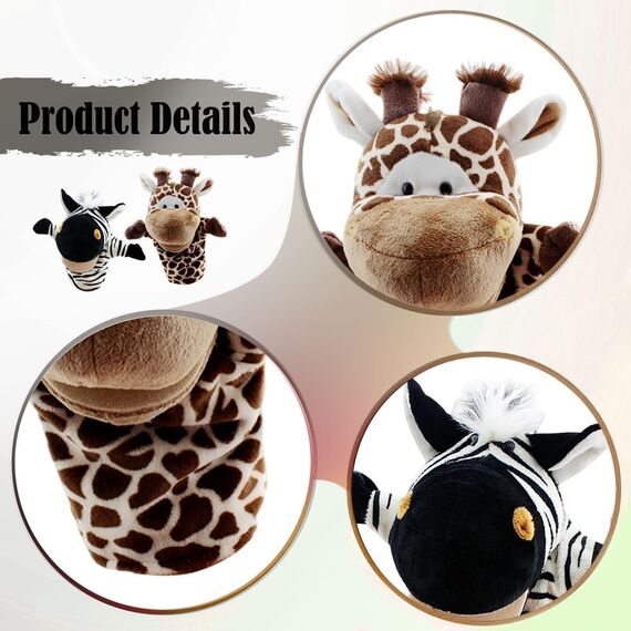 Sharplace Handpuppen Tierhandpuppen für Kinder Plüschtiere Erzählen Geschichte, Unterrichten, im Vorschulalter und als Geburtstagsgeschenk, Rollenspiel, Giraffe + Zebra