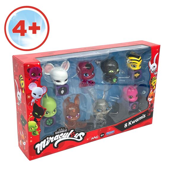 BANDAI - Miraculous - Pack mit 8 Kwamis – Mini-Figuren Sammlung - Spiel Schatulle Set mit 8 Kwamis - Kleine süße Miraculous Ladybug Figuren - Spielzeug ab 4 Jahren - P50532