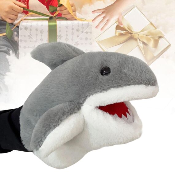 Sharplace Handpuppen Tierhandpuppen für Kinder Plüschtiere Erzählen Geschichte, Unterrichten, im Vorschulalter und als Geburtstagsgeschenk, Rollenspiel, Grau Hai Handpuppe