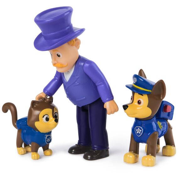 PAW PATROL Hero Pups – Actionfiguren-Set mit 1 Chase Hundefigur, 1 Chaos-Kätzchen Figur und 1 Bürgermeister Besserwisser Figur, Spielzeug geeignet für Kinder ab 3 Jahren