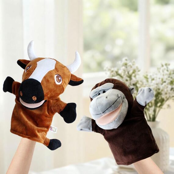 Sharplace Handpuppen Tierhandpuppen für Kinder Plüschtiere Erzählen Geschichte, Unterrichten, im Vorschulalter und als Geburtstagsgeschenk, Rollenspiel, Orang-utan + Rinder