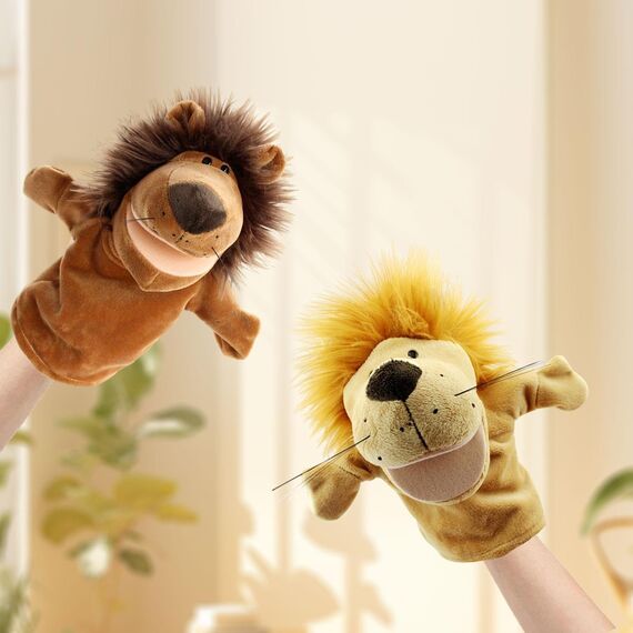 Sharplace Handpuppen Tierhandpuppen für Kinder Plüschtiere Erzählen Geschichte, Unterrichten, im Vorschulalter und als Geburtstagsgeschenk, Rollenspiel, Löwe + Gelber Löwe