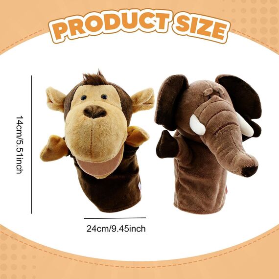 Sharplace Handpuppen Tierhandpuppen für Kinder Plüschtiere Erzählen Geschichte, Unterrichten, im Vorschulalter und als Geburtstagsgeschenk, Rollenspiel, Elefantenaffe