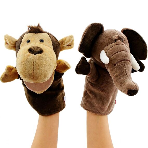 Sharplace Handpuppen Tierhandpuppen für Kinder Plüschtiere Erzählen Geschichte, Unterrichten, im Vorschulalter und als Geburtstagsgeschenk, Rollenspiel, Elefantenaffe