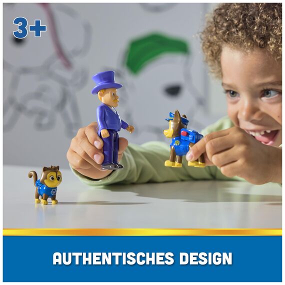 PAW PATROL Hero Pups – Actionfiguren-Set mit 1 Chase Hundefigur, 1 Chaos-Kätzchen Figur und 1 Bürgermeister Besserwisser Figur, Spielzeug geeignet für Kinder ab 3 Jahren