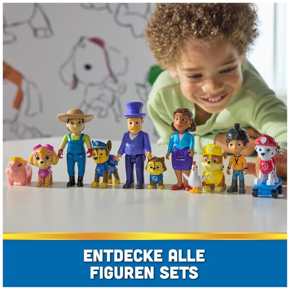 PAW PATROL Hero Pups – Actionfiguren-Set mit 1 Skye Hundefigur, 1 Bäuerin Yumi Figur und 1 Schweinchen, Spielzeug geeignet für Kinder ab 3 Jahren