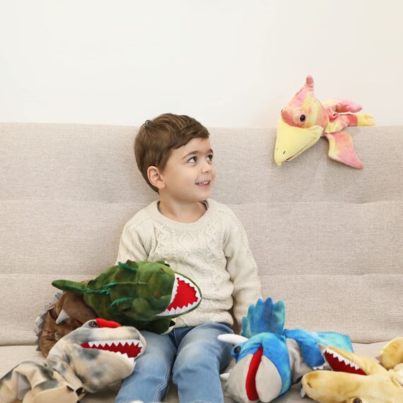JUSTQUNSEEN Dinosaurier Handpuppen Dinosaurier Spielzeug, Dinosaurier Puppen für Kinder, Dinosaurier Kuscheltiere, Fingerpuppen, Geschenke, Dinosaurier Spielzeug ab 3 4 5 6
