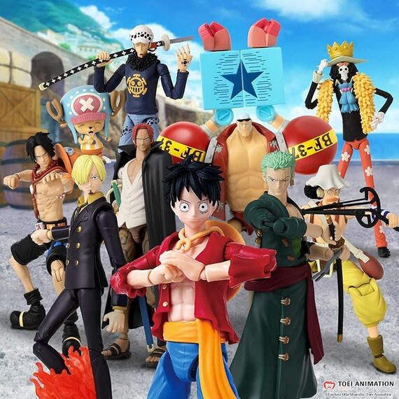 BANDAI – Anime Heroes – One Piece – Anime Heroes Figur 17 cm – Monkey D. Ruffy – Offizielle One Piece Lizenz – Gelenkige Ruffy-Figur – Manga Figuren – Spielzeug für Kinder ab 4 Jahren – 37008