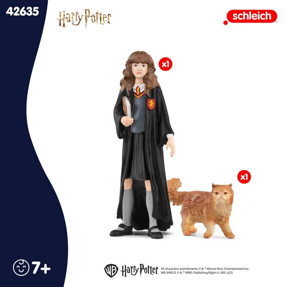 SCHLEICH Harry Potter | Hermine Granger & Krummbein 42635 | Set aus Mädchenfigur & Tierfigur | als Deko oder Sammelfiguren | Geschenk für Kinder & Fans | Spielfiguren ab 6 Jahren | 2-teiliges Set