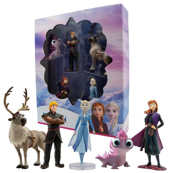 Bullyland 13414 - Spielfiguren Jubiläums-Set Prinzessin Elsa, Anna, Salamander Bruni, Kristoff und Sven aus Walt Disney Die Eiskönigin 2, ideal als kleines Geschenk für Kinder ab 3 Jahren