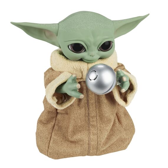 Star Wars Hasbro Galactic Snackin Grogu, Elektronische Figur mit über 40 Sound und Bewegungskombinationen, interaktive Accessoires, Multi, Einheitsgröße, Große: 23,5 cm