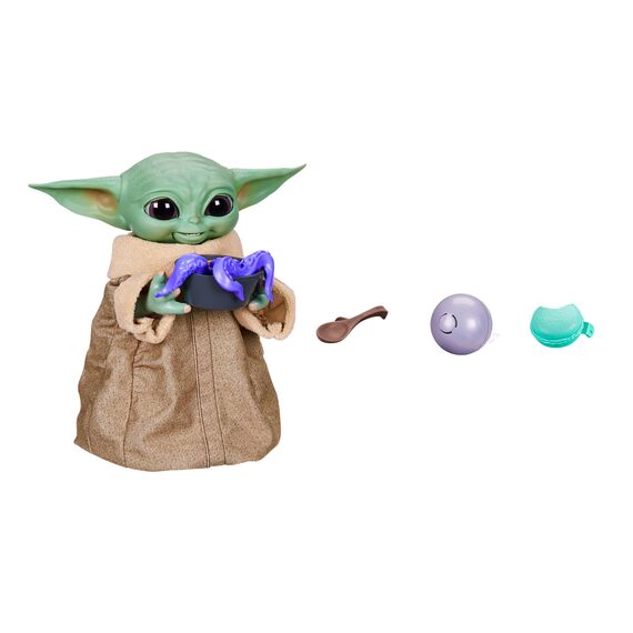 Star Wars Hasbro Galactic Snackin Grogu, Elektronische Figur mit über 40 Sound und Bewegungskombinationen, interaktive Accessoires, Multi, Einheitsgröße, Große: 23,5 cm