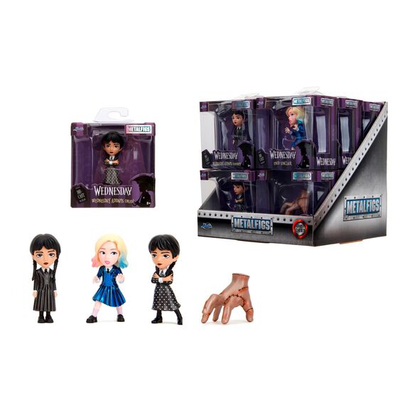 Jada Toys Wednesday Figur - 1 von 4 Sammelfiguren aus Metall (2 Wednesday Addams Varianten, Thing oder Enid) für Fans und Sammler ab 8 Jahren, zufällige Auswahl, 6,5 cm - 1 Stück - Sortiert