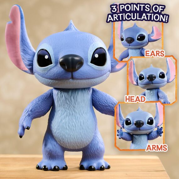 Just Play Disney Stitch Live-Action 35,6 cm große Larger Than Life Vinylfigur, 3 Artikulationspunkte für Spiel und Display, bewegliche Figur, Kinderspielzeug ab 3 Jahren