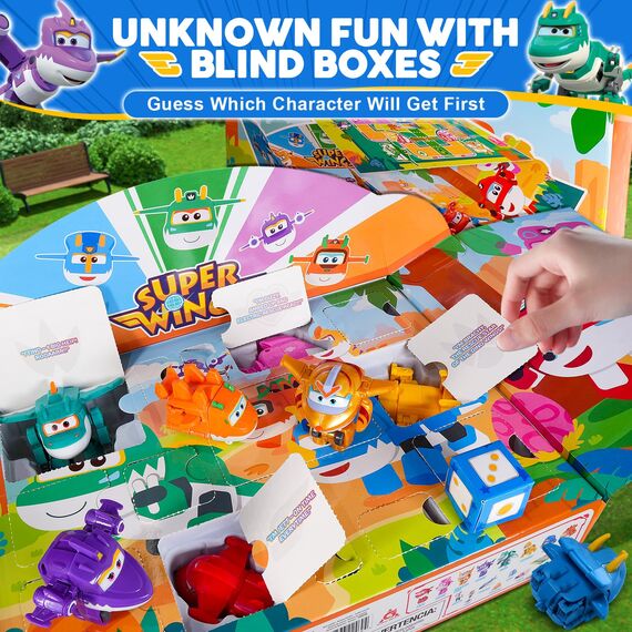 Super Wings Transforming Kinderspielzeug 14 Pack, 2-Zoll-Flugzeug-Spielzeug mit Roboter 4pcs, Dinosaurier-Spielzeug 4pcs mit Pokeable Surprise-Geschenkbox für Jungen und Mädchen ab 3 Jahren