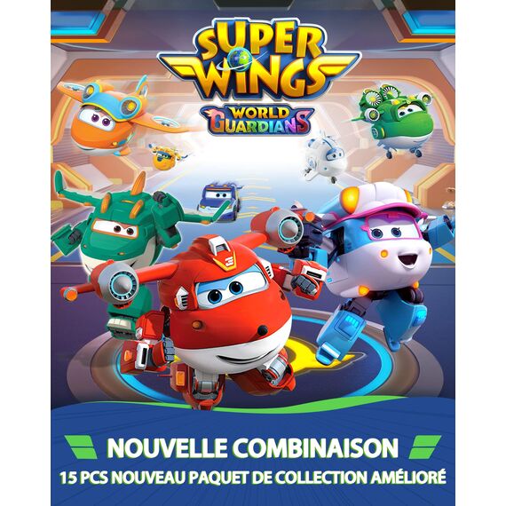 Super Wings World Airport Crew Verwandlungsroboter-Set, 8 Transformationsroboter und 7 PVC-Figuren, Verwandelbare Spielflugzeuge und Roboterfiguren für Jungen und Mädchen ab 3 Jahren