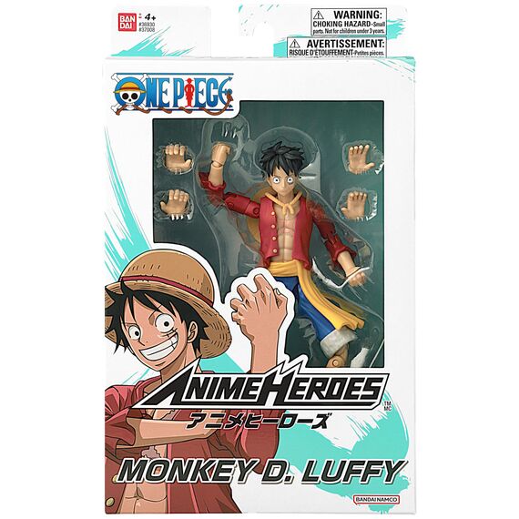 BANDAI – Anime Heroes – One Piece – Anime Heroes Figur 17 cm – Monkey D. Ruffy – Offizielle One Piece Lizenz – Gelenkige Ruffy-Figur – Manga Figuren – Spielzeug für Kinder ab 4 Jahren – 37008