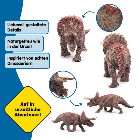 SCHLEICH Dinosaurs | Triceratops 15000 | detailgetreuer Dino | Dinosaurier Spielzeug zum Sammeln | tolles Geschenk für Mädchen und Jungen | Dino Spielzeug ab 3 Jahre | 21 x 5 x 10 cm