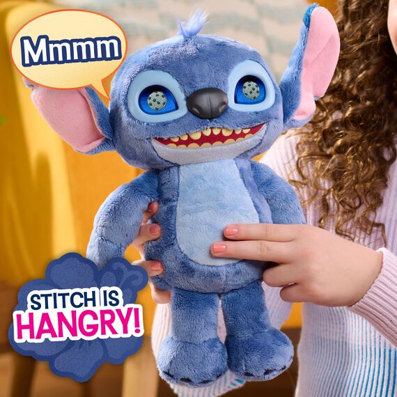 Just Play Disney Stitch Many Moods 34,3 cm großes interaktives Plüschtier, 50+ Soundeffekte und Sprüche, ausdrucksvolle LCD-Augen, Kinderspielzeug ab 3 Jahren