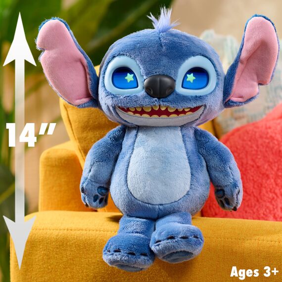 Just Play Disney Stitch Many Moods 34,3 cm großes interaktives Plüschtier, 50+ Soundeffekte und Sprüche, ausdrucksvolle LCD-Augen, Kinderspielzeug ab 3 Jahren