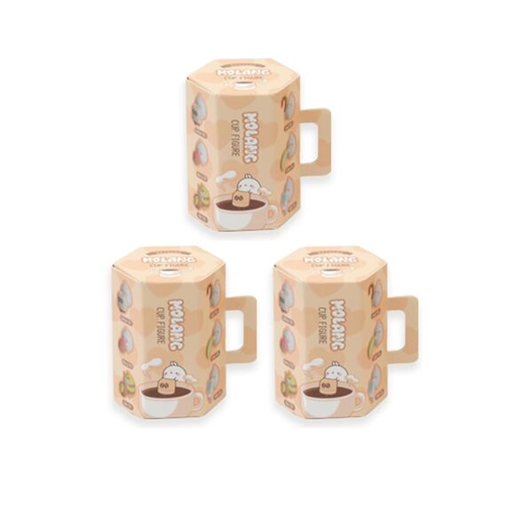 MOLANG Kaninchen Korea Cup Ornaments Serie Blind Box Action Figuren Mystery Box niedliche Zufallsspielzeug Geburtstagsgeschenk Weihnachten Sammelspielzeug für Desktop Ornamente, 3 PCS