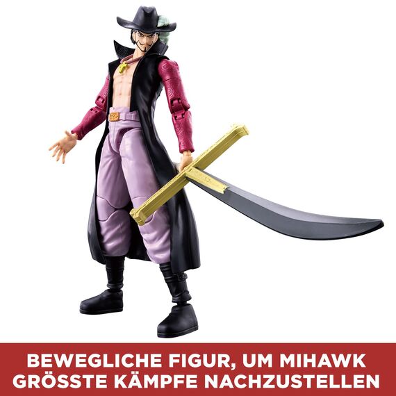 BANDAI – Anime Heroes – One Piece – Dracule Mihawk „Falkenauge“ 17 cm – Bewegliche Anime‑Figur Mihawk – Offizielle Lizenz One Piece – Spielzeug für Kinder ab 4 Jahren – 37053