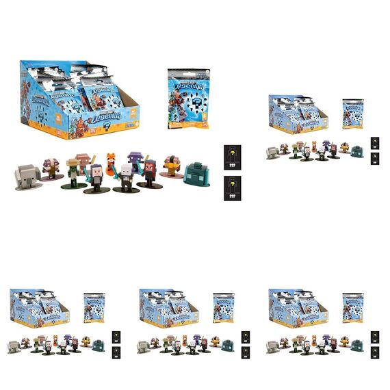 Jada Toys Minecraft Blind Pack Nanofigs Welle 2 (4 cm) - Mystery Box Figur aus Metall, Sammelfiguren Legends Serie, ab 3 Jahren, 253261001 (Packung mit 5)