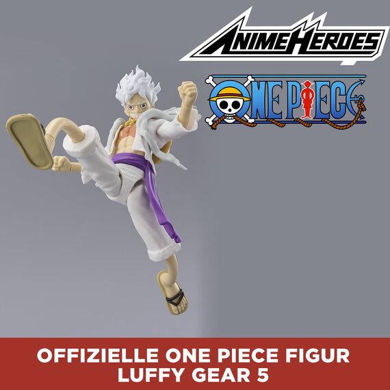BANDAI – Anime Heroes – One Piece – Anime Heroes Figur 17 cm – Monkey D. Ruffy Gear 5 – Offizielle One Piece Lizenz – Bewegliche Luffy-Figur Version Gear 5 – Spielzeug für Kinder ab 4 Jahren – 37054