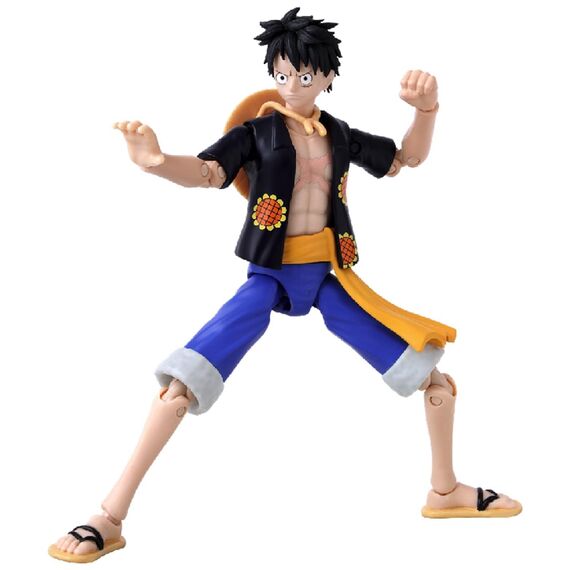 BANDAI – Anime Heroes – One Piece – Anime Heroes Figur 17 cm – Monkey D. Ruffy Dressrosa-Version – Offizielle One Piece Lizenz – Gelenkige Luffy-Figur – Spielzeug für Kinder ab 4 Jahren – 37007