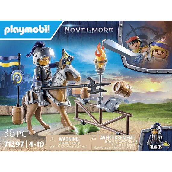 PLAYMOBIL Novelmore 71297 Novelmore - Übungsplatz, spannendes Rittertraining auf dem Übungsplatz mit Pferd, Lanze, Fass und Zielscheibe, Spielzeug für Kinder ab 4 Jahren