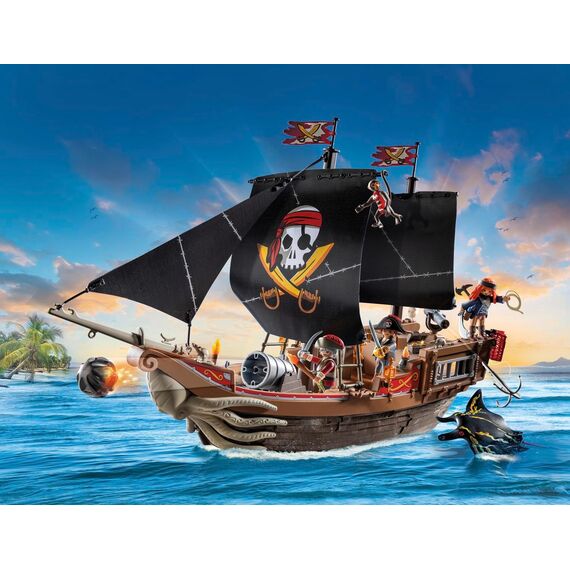 PLAYMOBIL Pirates 71530 Großes Piratenschiff, aufregende Seeschlachten und geheime Schatzsuchen auf hoher See, inklusive Kanonen, Geschossen und Anker, detailreiches Spielzeug für Kinder ab 4 Jahren
