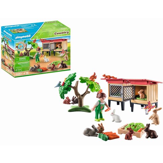 PLAYMOBIL Country 71252 Kaninchenstall, Tiere für den Bio-Bauernhof, Nachhaltiges Spielzeug für Kinder ab 4 Jahren