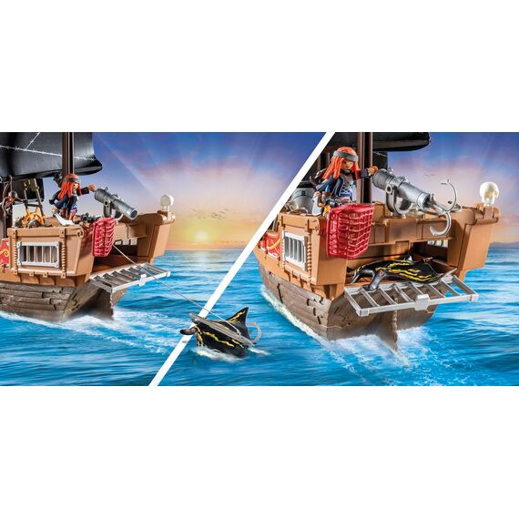 PLAYMOBIL Pirates 71530 Großes Piratenschiff, aufregende Seeschlachten und geheime Schatzsuchen auf hoher See, inklusive Kanonen, Geschossen und Anker, detailreiches Spielzeug für Kinder ab 4 Jahren