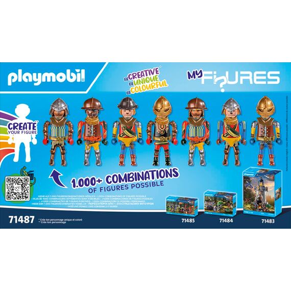 PLAYMOBIL Novelmore 71487 My Figures: Ritter von Novelmore, mit Zwei Novelmore-Rittern und Zwei Burnham Raiders, individuell zusammenstellbare Figuren, detailreiches Spielzeug für Kinder ab 5 Jahren