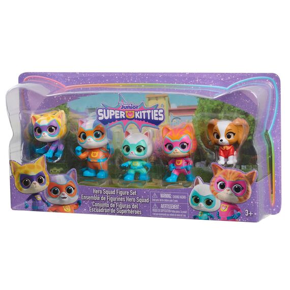 Just Play Disney Junior SuperKitties Heldenteam, 5-teiliges Figurenset, 5 cm große Sammelfiguren, Kinderspielzeug ab 3 Jahren