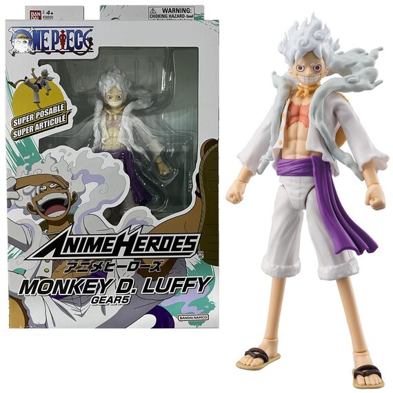 BANDAI – Anime Heroes – One Piece – Anime Heroes Figur 17 cm – Monkey D. Ruffy Gear 5 – Offizielle One Piece Lizenz – Bewegliche Luffy-Figur Version Gear 5 – Spielzeug für Kinder ab 4 Jahren – 37054