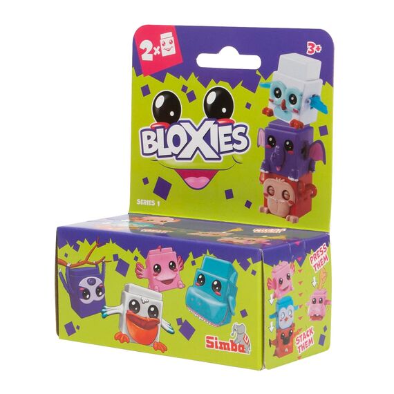 Simba 105952626 - Bloxies Figur (2 Stck.) - Tier-Bausteine zum Stapeln und Sammeln mit Bewegungseffekt, Spielzeug für Kinder ab 3 Jahre, Auswahl per Zufallsprinzip in Überraschungs-Verpackung