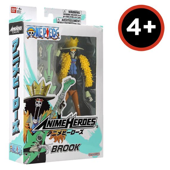 BANDAI – Anime Heroes – One Piece – Anime Heroes Figur – 17 cm – Brook Actionfigur – Offizielle One Piece Manga Lizenz – Bewegliche Brook Figur – Spielzeug für Kinder ab 4 Jahren – 37006