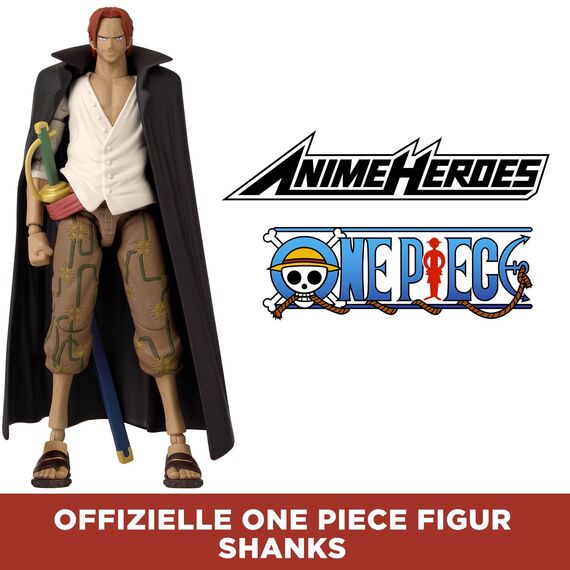 Bandai – Anime Heroes – One Piece – Figur Shanks der Rote 17 cm – Gelenkfigur – Offizielle One Piece Lizenz – Gelenkige Shanks-Figur – Spielzeug für Kinder ab 4 Jahren – 36935