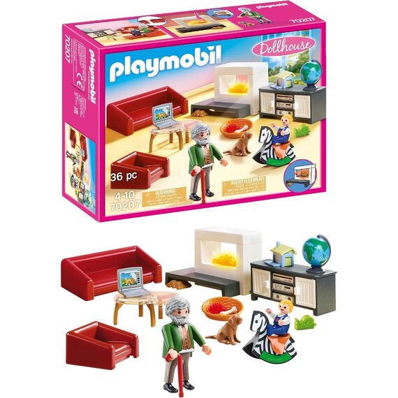 PLAYMOBIL Dollhouse 70207 Gemütliches Wohnzimmer, Mit Lichteffekt, Ab 4 Jahren