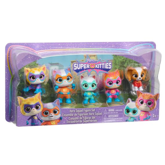 Just Play Disney Junior SuperKitties Heldenteam, 5-teiliges Figurenset, 5 cm große Sammelfiguren, Kinderspielzeug ab 3 Jahren