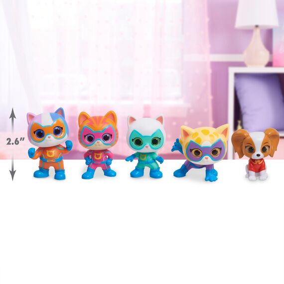 Just Play Disney Junior SuperKitties Heldenteam, 5-teiliges Figurenset, 5 cm große Sammelfiguren, Kinderspielzeug ab 3 Jahren