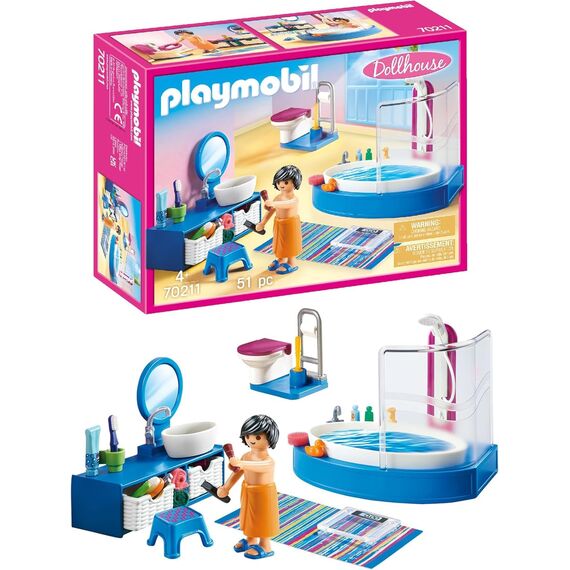 PLAYMOBIL Dollhouse 70211 Badezimmer, Ab 4 Jahren