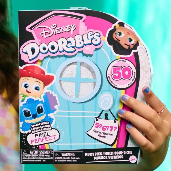 Just Play Disney Doorables Pixel Perfect Multi Peek, 3,8 cm große Sammelfiguren, eine Überraschung hinter jeder Tür, Kinderspielzeug ab 5 Jahren (Packung mit 4)