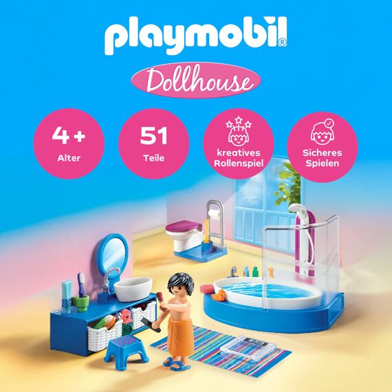 PLAYMOBIL Dollhouse 70211 Badezimmer, Ab 4 Jahren