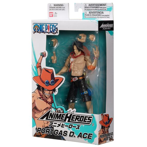 BANDAI – Anime Heroes – One Piece – Figur Portgas D. Ace 17 cm – Gelenkfigur – Offizielle One Piece Lizenz – Gelenkige Ace-Figur – Spielzeug für Kinder ab 4 Jahren – 36934